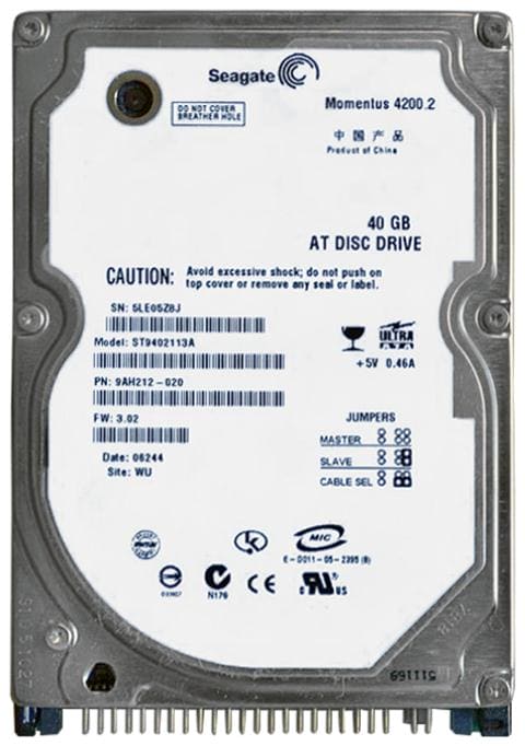 Seagate 40GB Ultra ATA 100 EIDE Notebook HDD