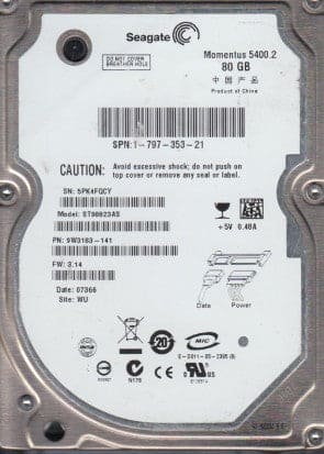 Seagate Momentus 5400.2 ST98823AS 80GB 5400 RPM 8MB Cache SATA 1.5Gb/s 2.5" Notebook Hard Drive Bare Drive