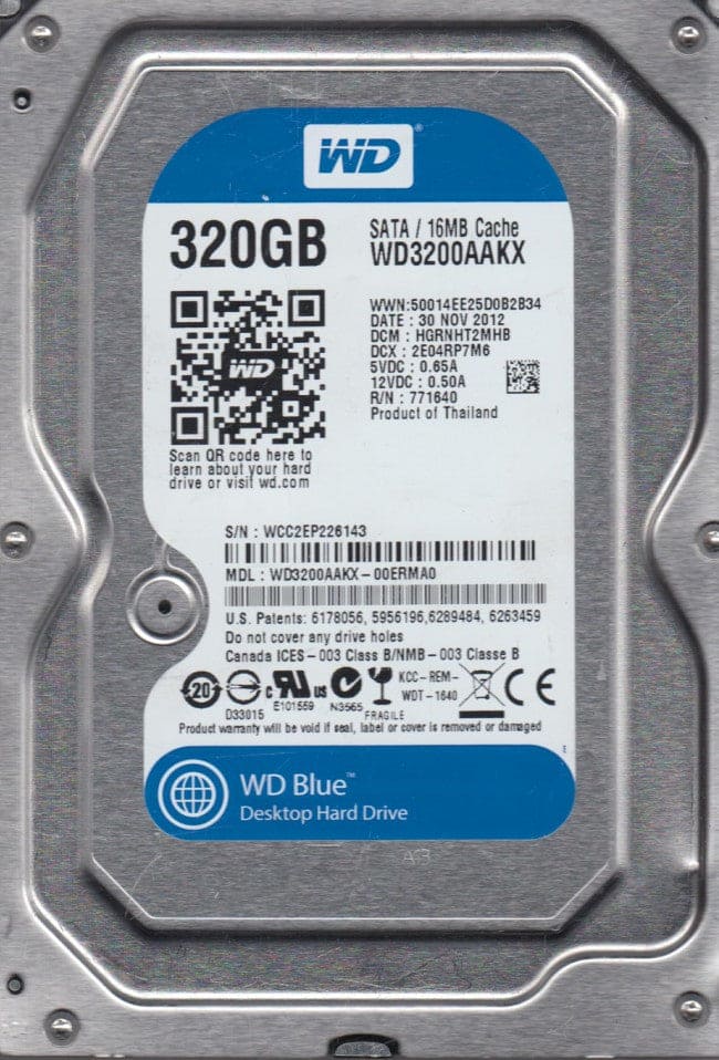 Western Digital WD Blue WD3200AAKX 320GB 7200 RPM 16MB Cache SATA 6.0Gb/s 3.5" Internal Hard Drive