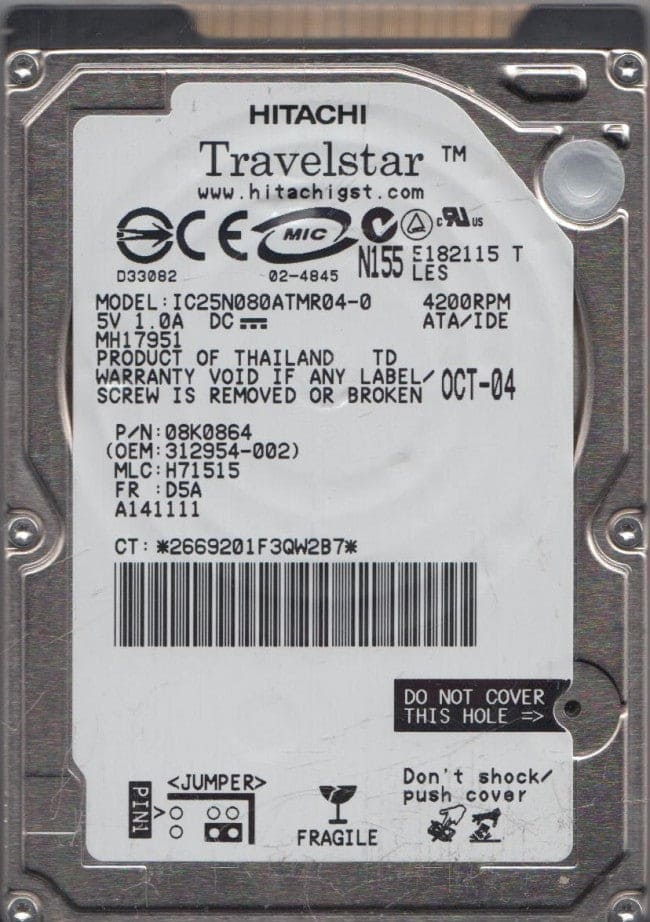 Hitachi IC25N080ATMR04-0 Travelstar-80GN 80Gb 4200RPM 2.5-Inch Notebook Hard Drive