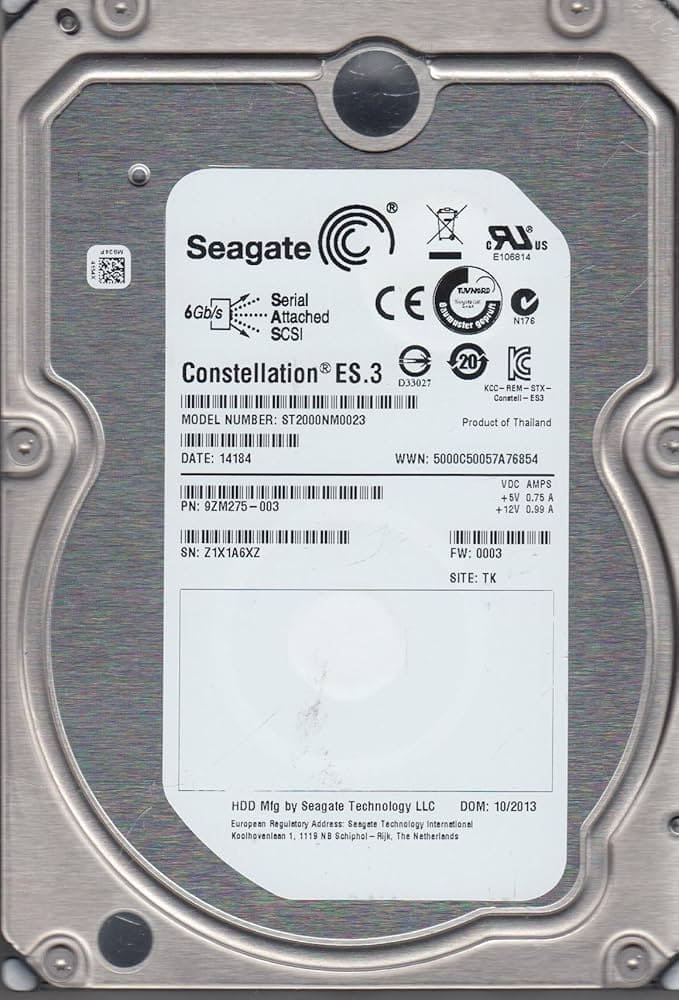 Seagate ST2000NM0023 Constellation ES.3 2Tb 7200RPM SAS-6.0Gbps 3.5-Inch Hard Drive