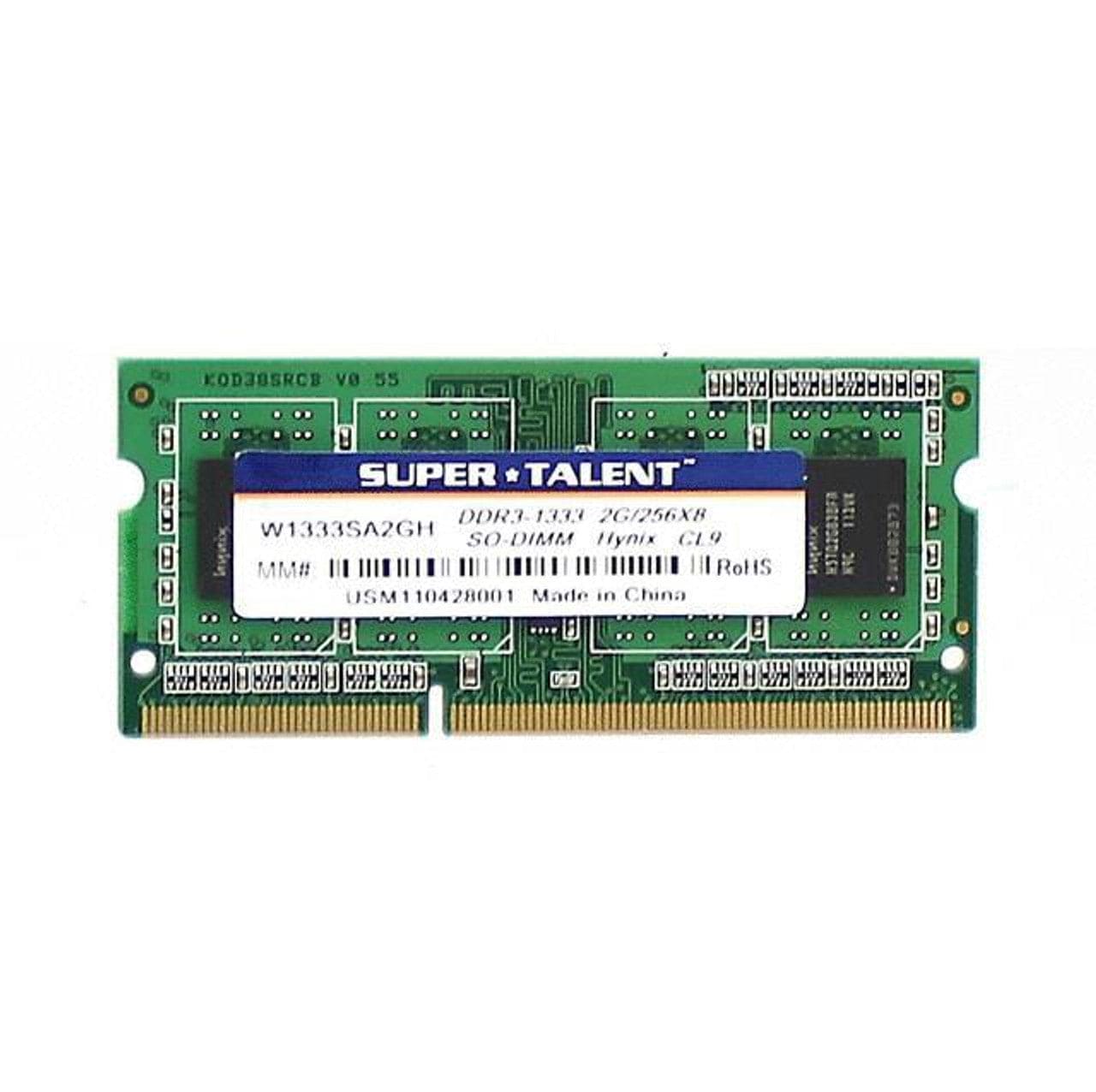 Super Talent W1333SA2GH 2GB DDR3-1333MHz PC3-10600 CL9 204-Pin Single Rank Memory Module