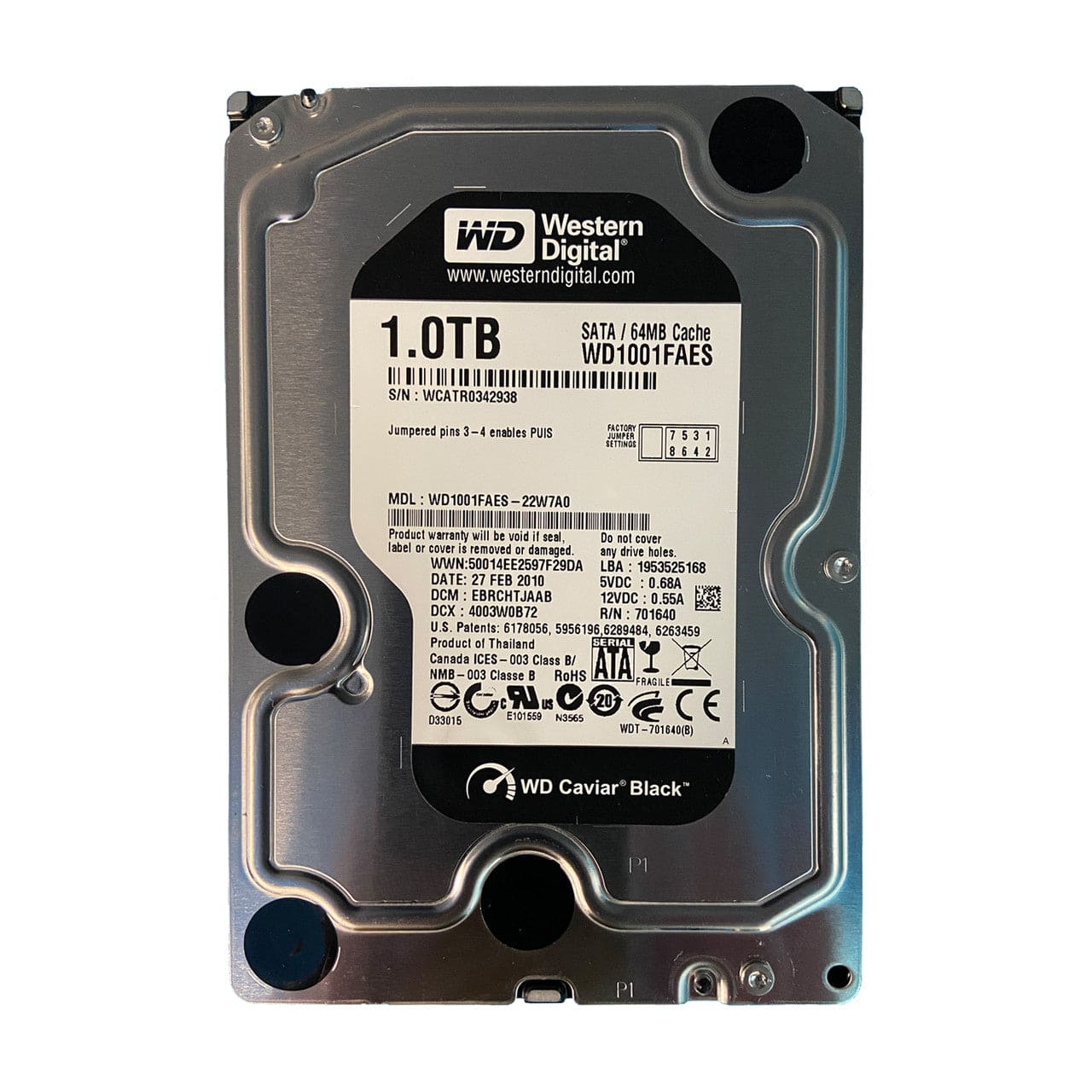 Western Digital WD1001FAES 1TB 7.2KRPM SATA 3.5" HARD DRIVE