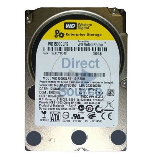 Western Digital WD1500GLFS VELOCIRAPTOR 150GB 10KRPM 3.5" SATA-300 3.5" HARD DRIVE FACTORY RECERTIFIED