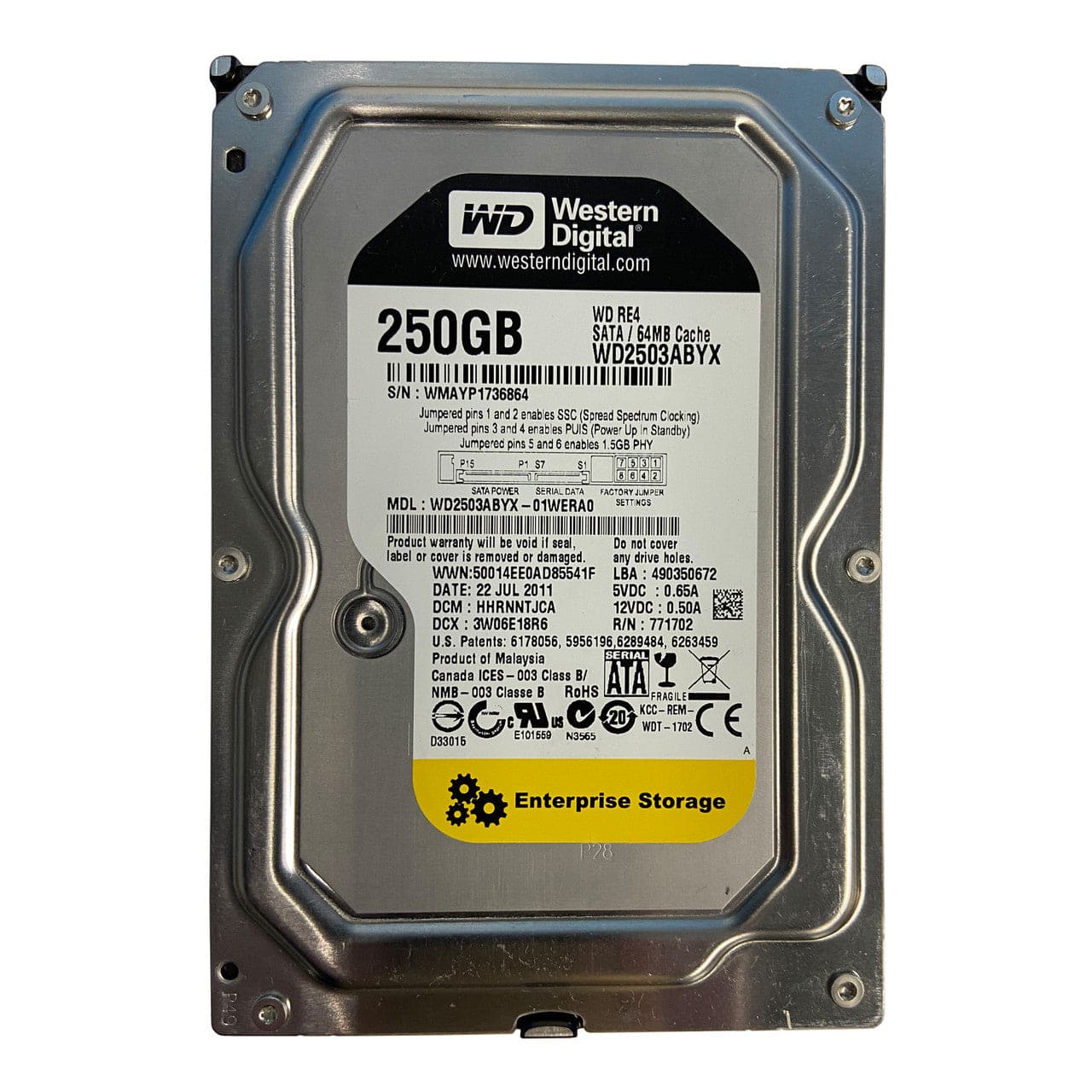 Western Digital WD RE4 WD2503ABYX 250GB 7200 RPM 64MB Cache SATA 3.0Gb/s 3.5" Internal Enterprise Hard Drive