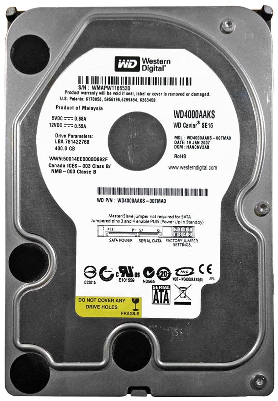 Western Digital CAVIAR WD4000AAKS 400GB 7200RPM SATA 3.5" HARD DRIVE