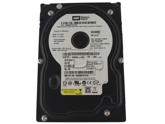 WD Caviar WD400BD  - internal - 40 GB - 7200 rpm - 3.5" - Serial ATA-150