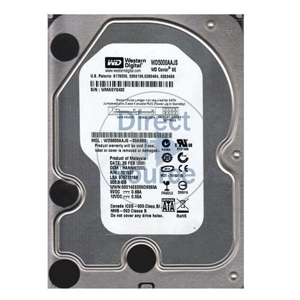 Western Digital CAVIAR SE WD5000AAJS 500GB 7200RPM SATA-300 3.5" HARD DRIVE FACTORY RECERTIFIED