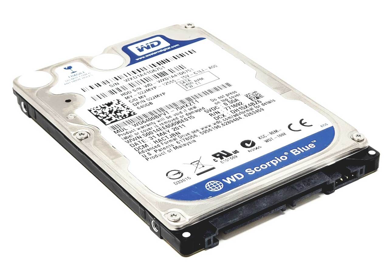 Western Digital Scorpio Blue WD6400BPVT 640GB 5400 RPM 8MB Cache 2.5" SATA 3.0Gb/s Internal Notebook Hard Drive