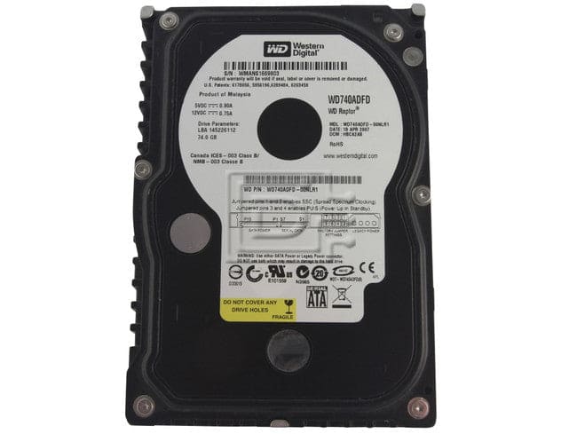 Western Digital RAPTOR WD740ADFD 74GB 10000RPM 16MB SATA-150 3.5" HARD DRIVE Factory Recertified