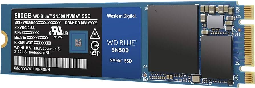 Western Digital Solid State Drive 500Gb PCI Express 3.0 x2 M.2 Blue 3D NAND WDS500G1B0C