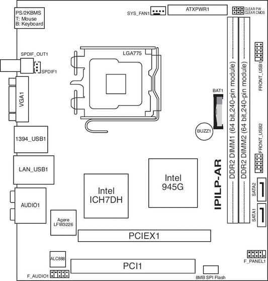 ASUS IPILP-AR Motherboard Locktite-GL8E Mini-ITX LGA 775