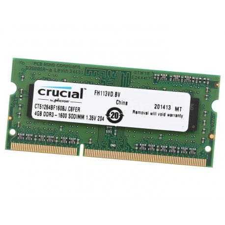 Crucial CT51264BF160BJ.CBFER 4GB DDR3-1600MHz 204-Pin So-Dimm Memory Module