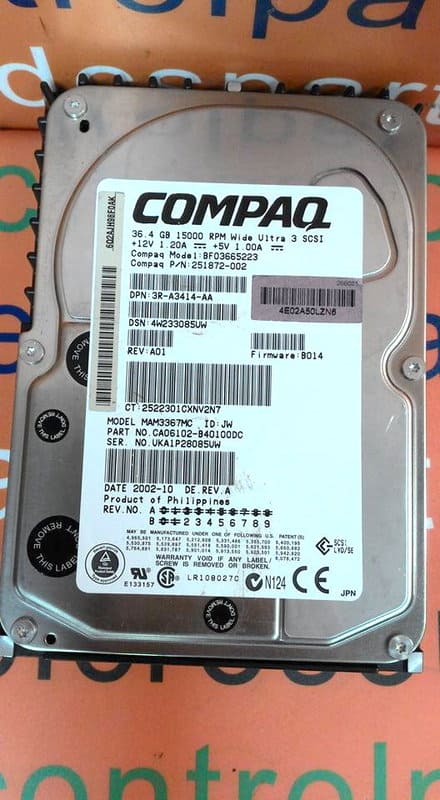 HP-Compaq Genuine BF03665223 36 GB 15000 RPM Ultra-3 SCSI 80 Pin Hard Drive