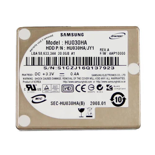 SAMSUNG Spinpoint A1 HU030HA Ultra mobile PATA/ZIF 1.3" HDD