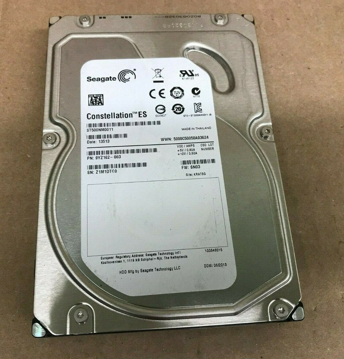 Seagate Constellation ES ST500NM0011 500GB 7200 RPM 64MB Cache SATA 6.0Gb/s 3.5" Enterprise Internal Hard Drive