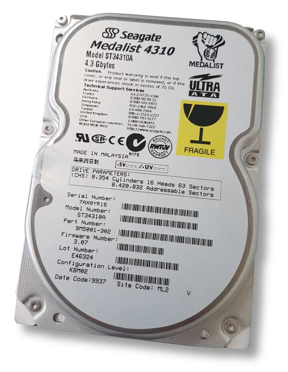 ST34310A - Seagate 4.3GB 5400RPM IDE Ultra ATA/33 (ATA-4) 512KB Cache 3.5-Inch Hard Drive