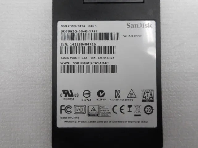 SanDisk 64GB 2.5'' SSD 7mm SATA3 6.0Gb/s X300s Laptop Solid State Drive