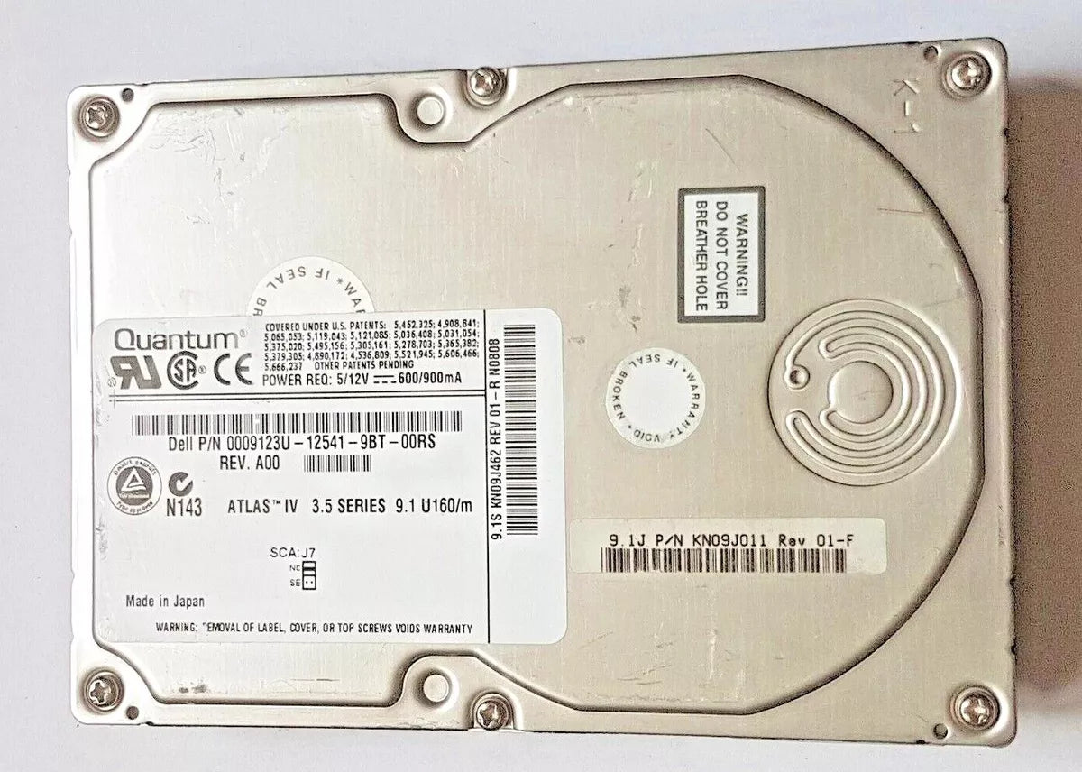 Quantum KN09J011 / 9123U Atlas IV 9.1GB 7200RPM Ultra-160 SCSI 80PIN SCA Internal Hard Drive