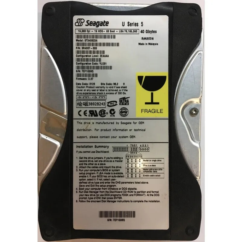 Seagate ST340823A - 40GB 5.4K IDE 3.5" Hard Disk Drive (HDD)