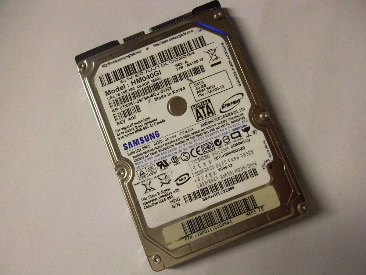 Samsung SpinPoint 40GB SATA/150 5400RPM 2MB 2.5" Hard Drive