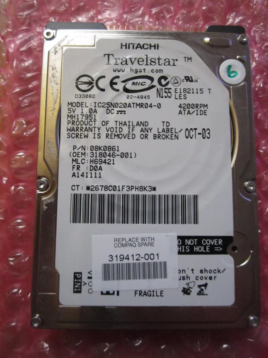 IBM Travelstar 80GN 20GB 4200RPM ATA-100 2MB Cache 2.5-inch Internal Notebook Hard Drive IC25N020ATMR04-0