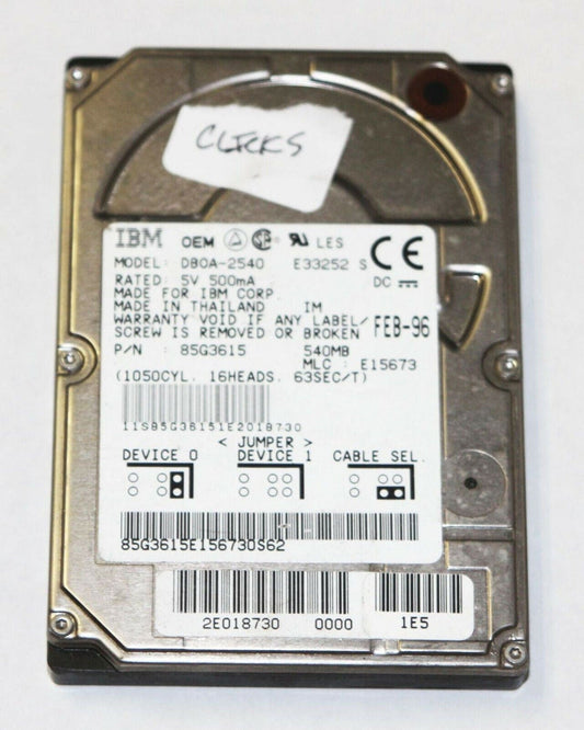 IBM 540MB 2.5 IN 12.7MM IDE HARD DRIVE