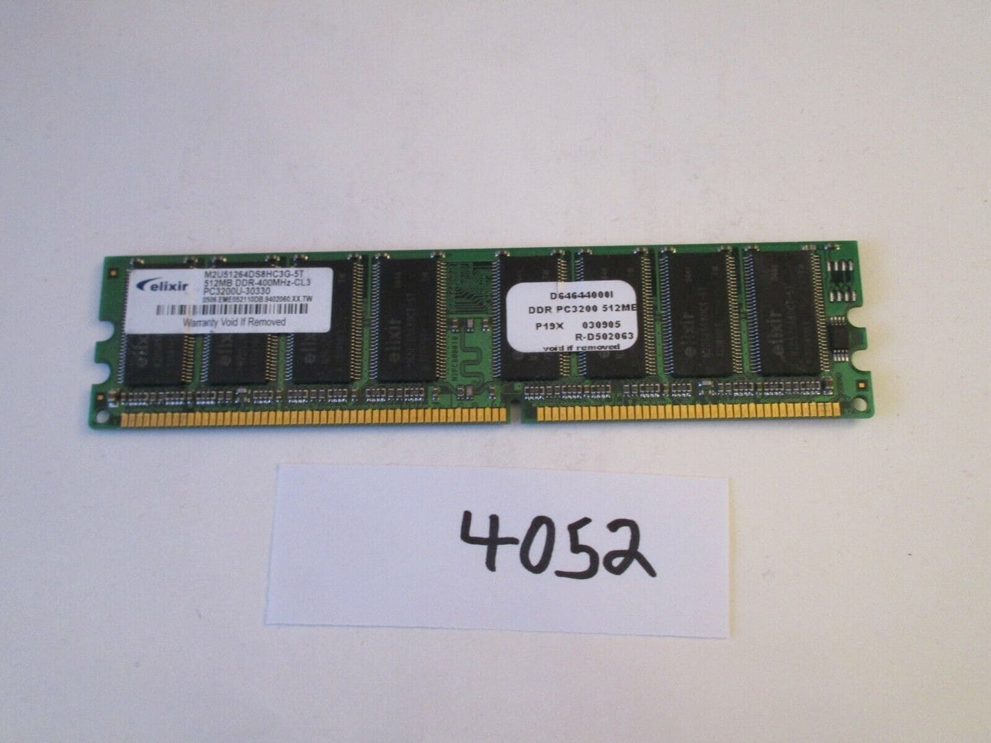 Elixir 512MB PC3200 DDR-400MHz non-ECC Unbuffered CL3 184-Pin DIMM