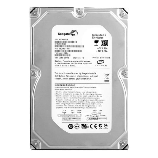 Seagate Barracuda ES ST3500630NS 500GB 7200RPM 16MB SATA-300 3.5" HARD DRIVE