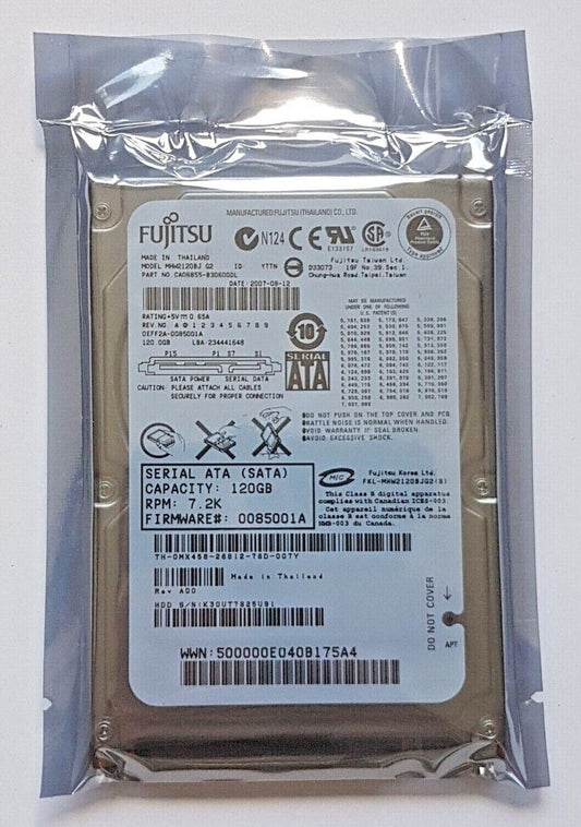 Fujitsu SATA 9.5mm 120 2.5in. 7200rpm MHW2120BJ