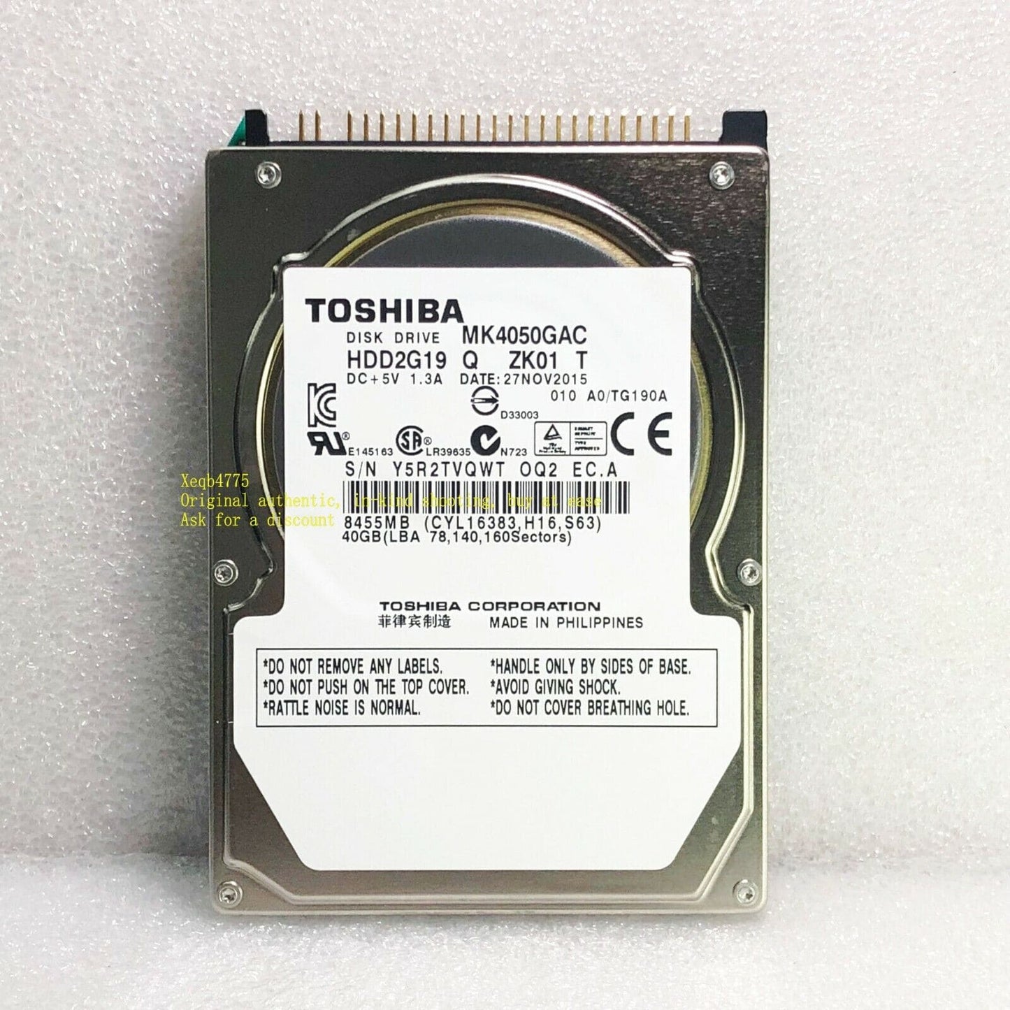 Toshiba 40 GB Internal hard drive ATA-100 2.5" 4200 rpm MK4050GAC