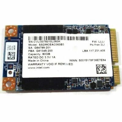 Intel SSDMCEAC060B3 Intel 525 Series 60GB mSATA 6Gbps MLC Solid State Drive