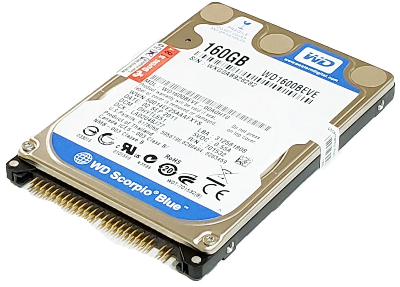 WD Scorpio 160 GB Internal hard drive - 100 MBps - 5400 rpm - Factory Recertified