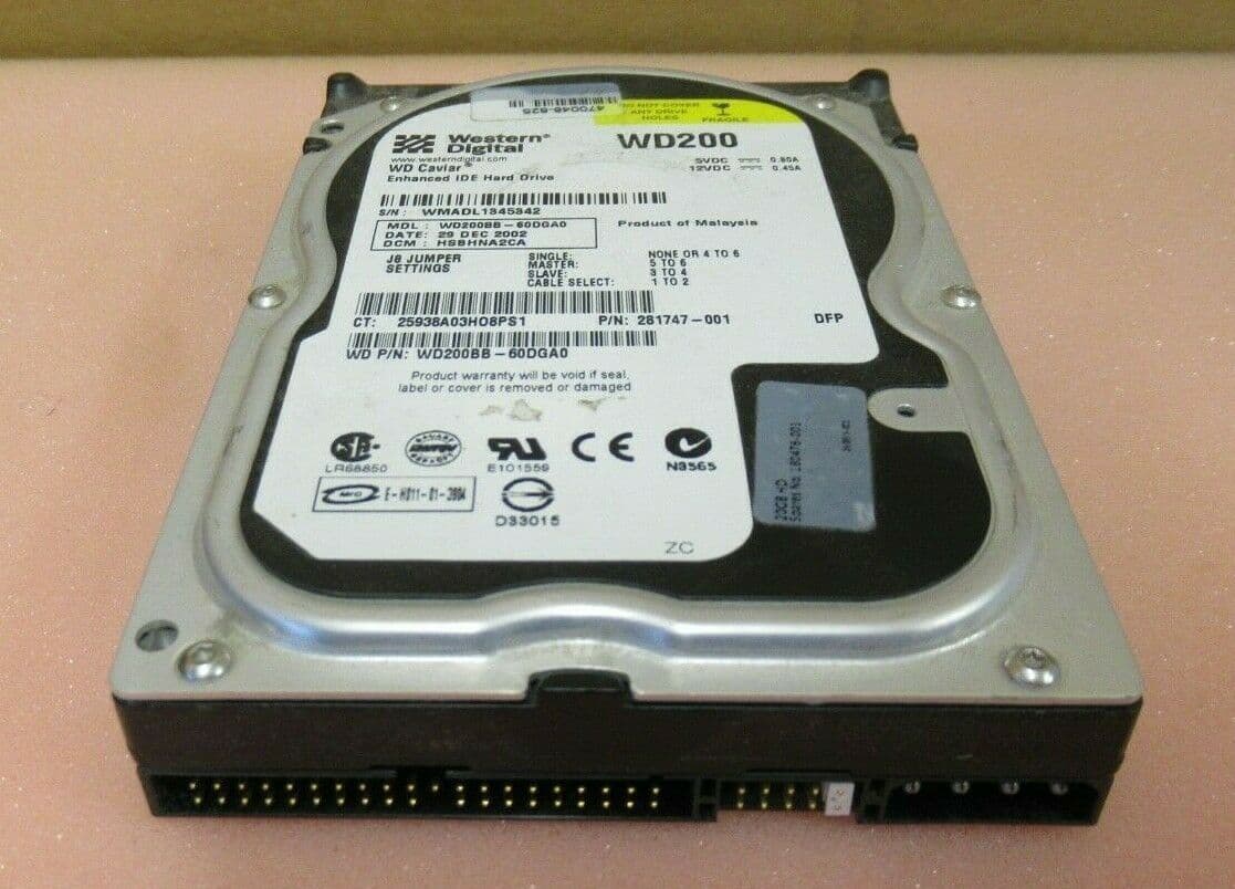 Western Digital Caviar 20GB 7200RPM ATA-100 2MB Cache 3.5-inch Internal Hard Drive - WD200BB