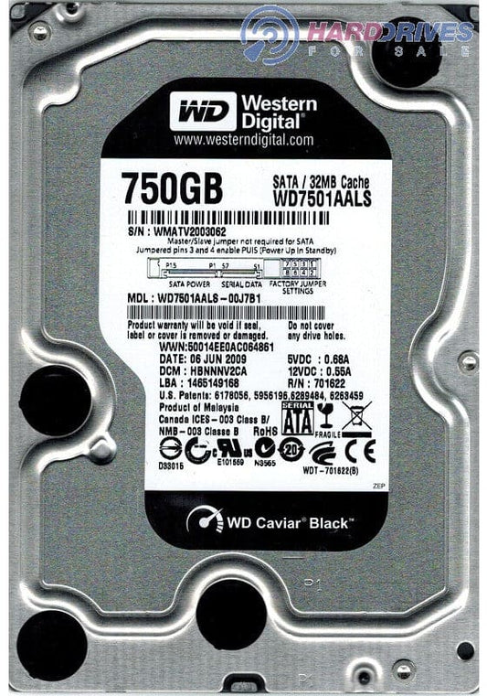 WD Caviar Black 750 GB Internal hard drive - 300 MBps - 7200 rpm