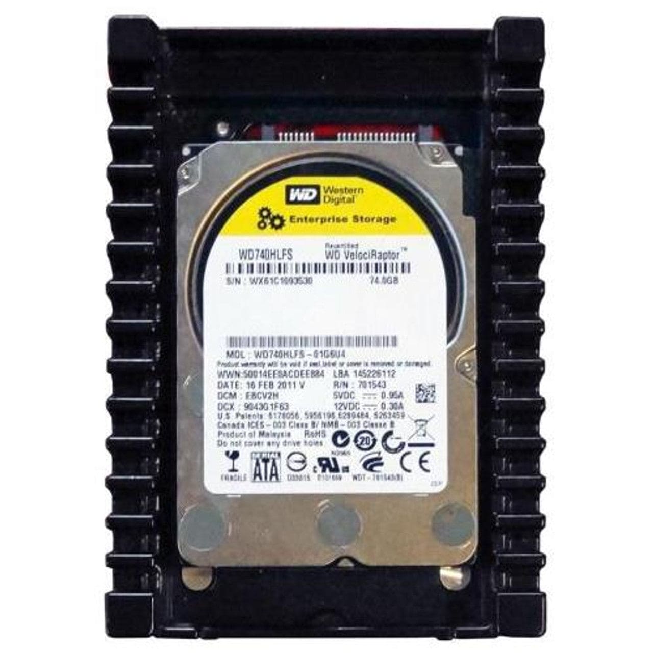 Western Digital WD740HLFS VELOCIRAPTOR 74GB 10KRPM 16MB SATA-300 3.5" HARD DRIVE FACTORY RECERTIFIED