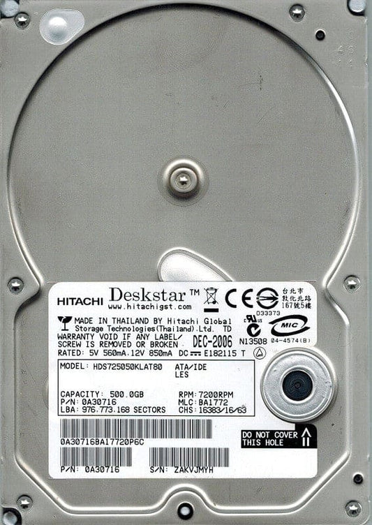 Hitachi Deskstar 7K500 500G/ ATA-133/8M